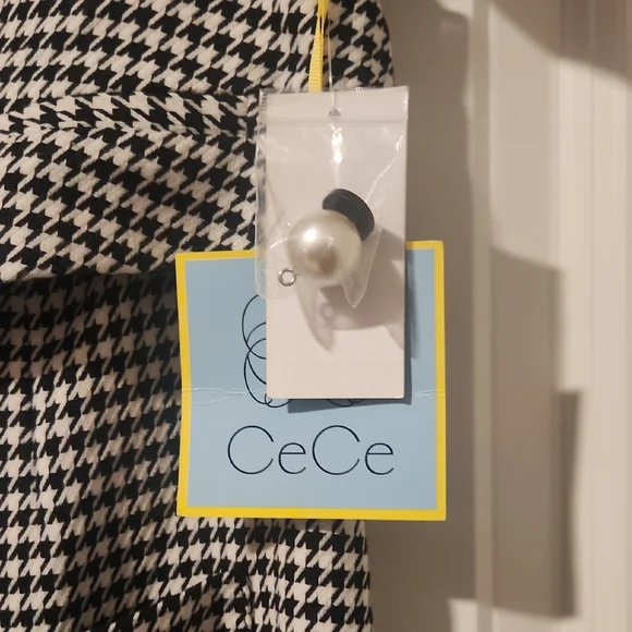 CeCe Black and White Houndstooth Midi Dress - Picture 5 of 9